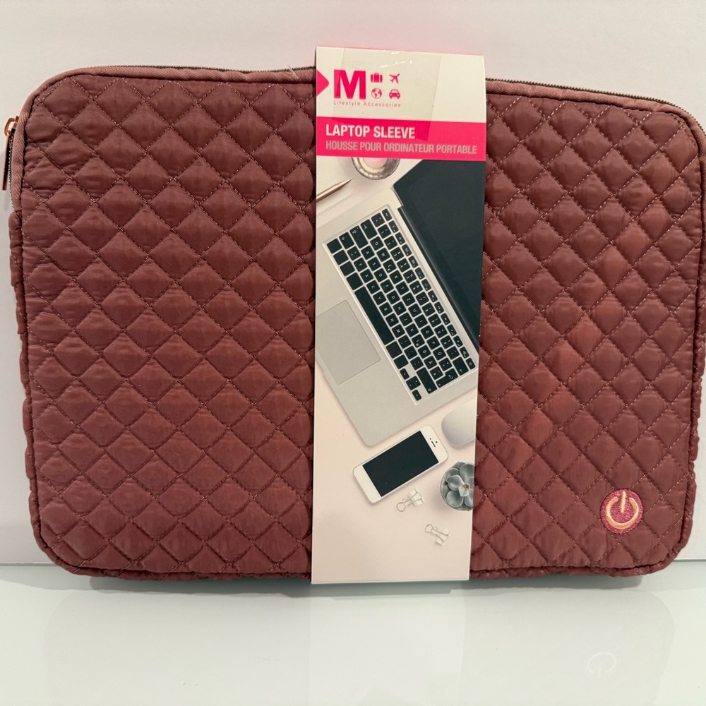 Mytagalongs NWT Blush Quilted Lap Top Sleeve fit 13”, 14”, 15”